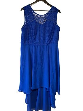 Blue Lace High-Low Party Dress. Size XXL.